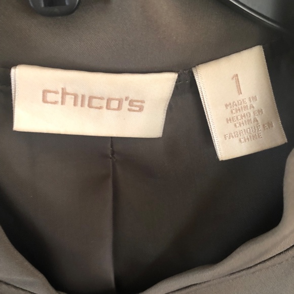 Lightweight bomber jacket.  Chico"s size 1.  Bling. Olive green. - Picture 7 of 7